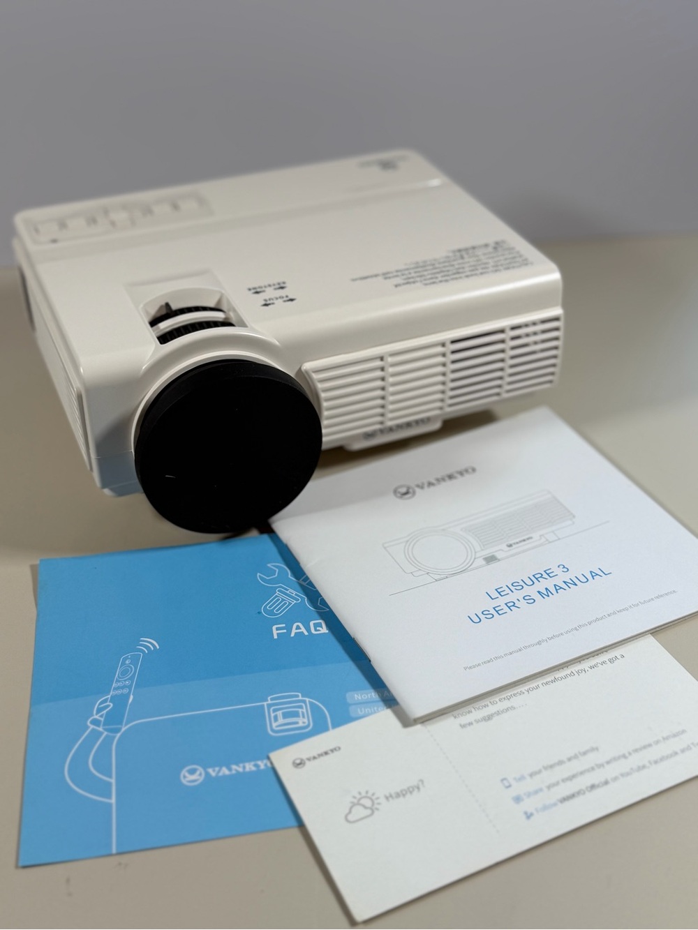 White Portable Projector with Manuals